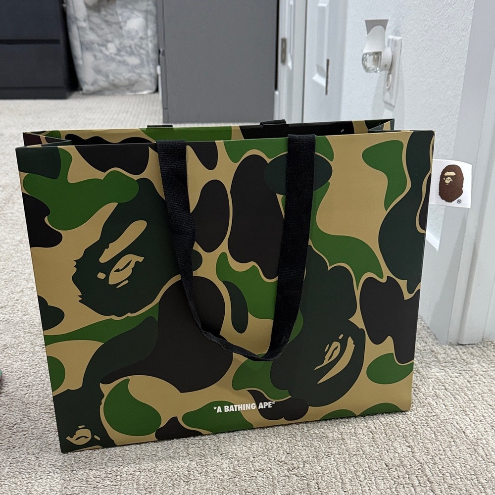 A Bathing Ape Camouflage shopping Bag 17.5 x 6.25 x 13.75 inches